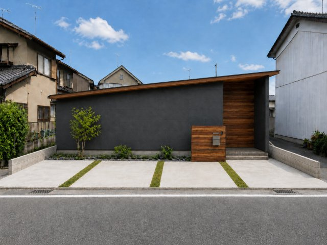 大津市野郷原二丁目　天然木デザイン平屋建売の外観パース|建築中モデルです。仕様は情勢により変更することがあります。