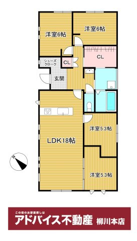 柳川市東蒲池の新築一戸建の間取り