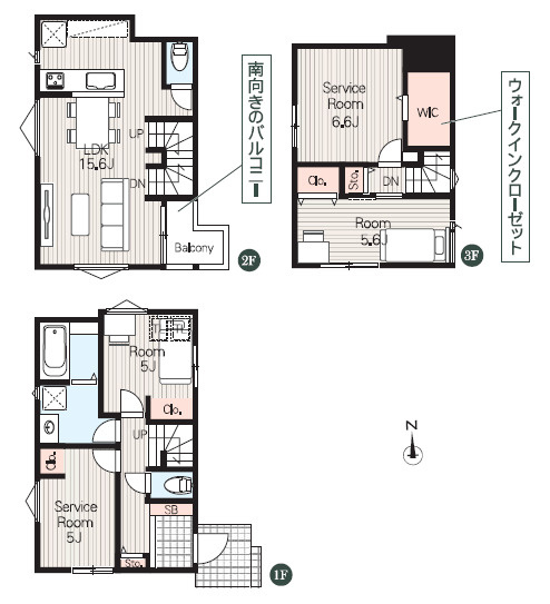 練馬区高松6丁目　始発駅×省エネ　快適デザイン住宅　最終3棟の間取り|5号棟　2LDK+2S　土地面積75.01m2、建物面積95.01m2