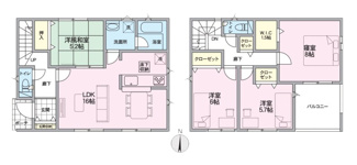 【間取り】 | 中央市井之口 新築戸建全2棟 1号棟 常永駅歩7分 車並列2台 | 建物面積：98.81平米（29.88坪）