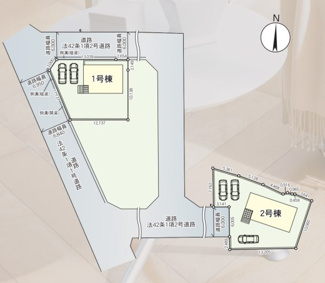 【その他】 | 中央市井之口 新築戸建全2棟 1号棟 常永駅歩7分 車並列2台 | 1号棟区画図