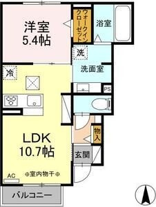 D-ROOM茜部中島　B棟の間取り