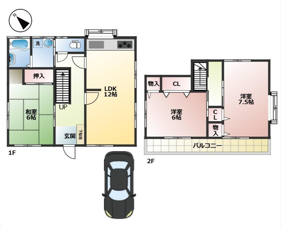 所沢市上山口中古戸建【リフォーム済】の間取り|生活動線に配慮された使いやすい間取り設計です。各部屋に配置された豊富な収納スペースにより、お部屋をすっきりとお使いいただけます。