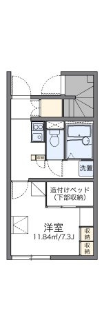 レオパレスロイヤルガーデン内免の間取り