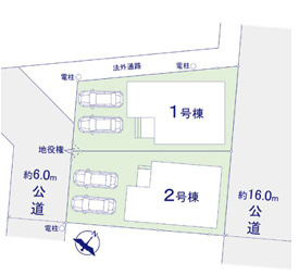春日市白水ヶ丘2期　１号棟の区画図