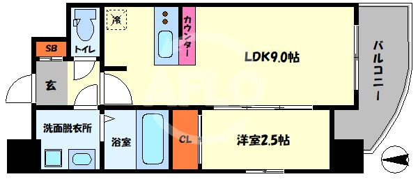 アドバンス難波ラシュレの間取り|アドバンス難波ラシュレ　間取り