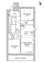 【間取り】 | 2LDK　南向きの明るいお部屋です