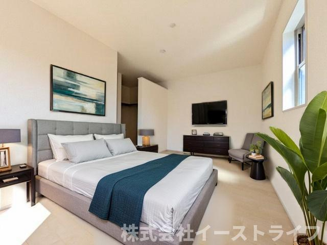 【新築戸建】　いわき市平赤井2期　長期優良住宅　全1棟の寝室|同社施工の寝室に家具を配置したイメージ画像です。※本画像はCGで作成しており、実際に現地に 家具は置かれておりません。また、価格に 家具は含まれておりません。