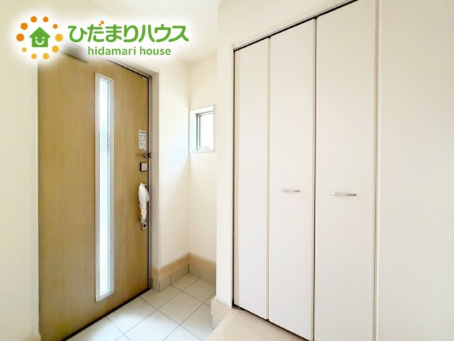 いわき市常磐上湯長谷町第2　新築戸建の玄関|玄関がひろいので親子で並んで仲良く靴が履けますね(^^)/