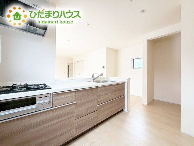 いわき市常磐上湯長谷町第2　新築戸建のキッチン|ワイドなキッチンスペースなので、2品、3品同時に作れちゃいますね( *´艸｀)