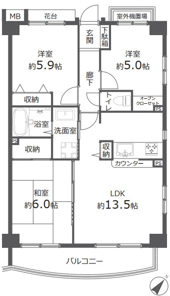 エステスクエア東所沢の間取り