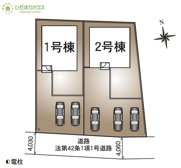 【区画図】 | 常総市若宮戸第2　新築戸建　2号棟 | 南道路に面しているので日当たり良好☆
（2号棟）