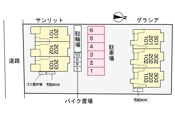 グラシアの駐車場