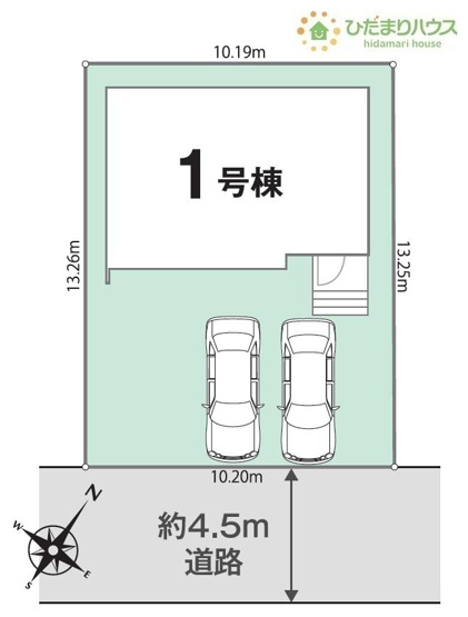 【区画図】 | 牛久市神谷1丁目01期　新築戸建 | 急な来客時にも安心な、並列駐車2台まで可能です(^^♪