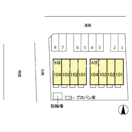 アリビオ　Ｂの区画図|高崎、前橋のお部屋探しはエンドスケープまで！お客様の理想お聞かせ下さい♪