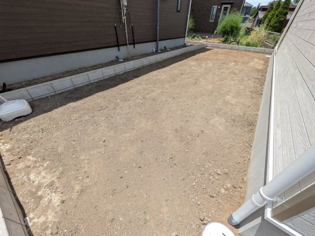 土浦市神立町　第8　新築戸建　1号棟の庭|日当たりや広さを現地で体感してください。理想のガーデニングや家庭菜園を始めてみませんか。
