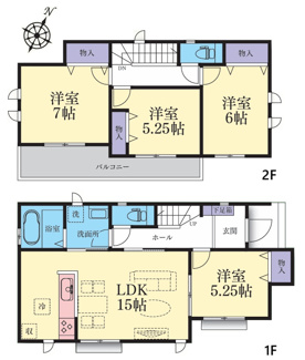 【間取り】 | 【仲介手数料無料！！】町田市金井ヶ丘2丁目　新築戸建て（全3棟）A号棟　4590万円