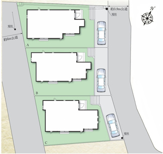 【区画図】 | 【仲介手数料無料！！】町田市金井ヶ丘2丁目　新築戸建て（全3棟）A号棟　4590万円