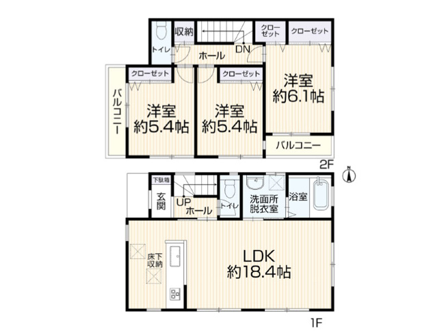 【間取り】 | 練馬区西大泉4丁目　中古一戸建住宅　(保谷店) | 水回りが1階にまとまり家事効率のよい間取り。広々LDKはご家族が自然と集まる団らんの場。※図面を基に作成しています。現況と異なる場合は現況を優先いたします。