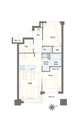 ライオンズマンション広尾南の間取り|ライオンズマンション広尾南：東向き！全居室収納が付いた収納豊富な２ＬＤＫエアコン付きデザイナーズリノベーション物件は住設備も充実！