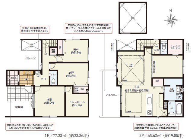 練馬区関町東1丁目　ZEH水準×車庫付　大型ハイグレード住宅　限定1棟の間取り|1LDK+2S+ドレスルーム+WIC　土地面積130.14m2　建物面積142.85m2