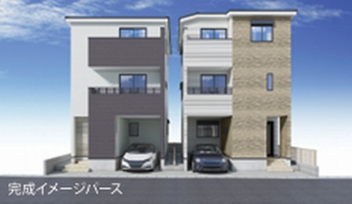 【外観パース】 | 【仲介手数料０円】相模原市南区相模大野1丁目1期　新築一戸建て　全2棟 | 【仲介手数料０円】相模原市南区相模大野1丁目1期　新築一戸建て　全2棟