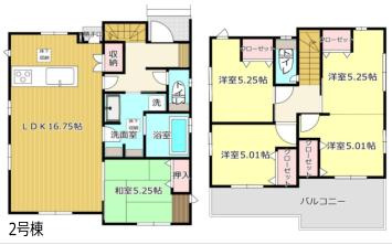 白岡市小久喜　新築一戸建て　02の間取り|室内を通らず外へ直行！便利な勝手口付き♪