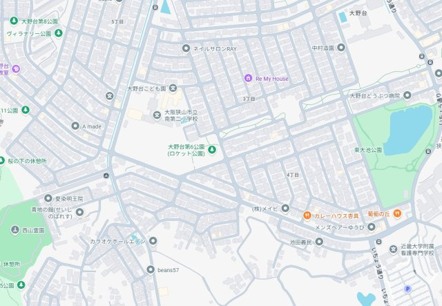 大阪狭山市大野台　第11期　新築一戸建ての地図