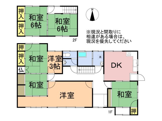 中古戸建　大垣市楽田町3丁目　昭和52年築の間取り