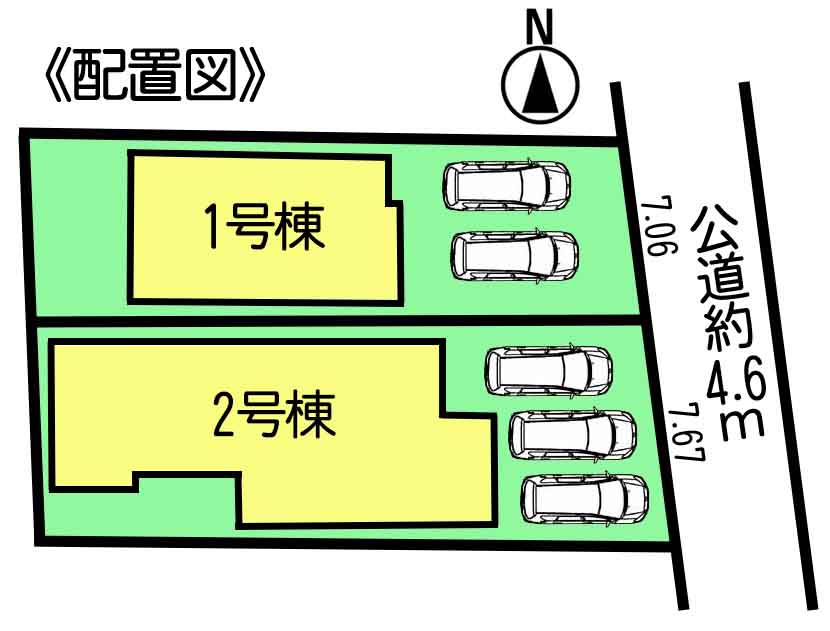 リーブルガーデン常滑市新田町3丁目　2号棟の区画図|○●区画図●○
2号棟は並列駐車3台可能なカースペースあり!!