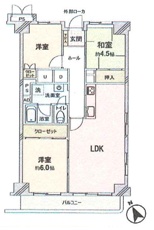多摩稲城マンションA棟の間取り