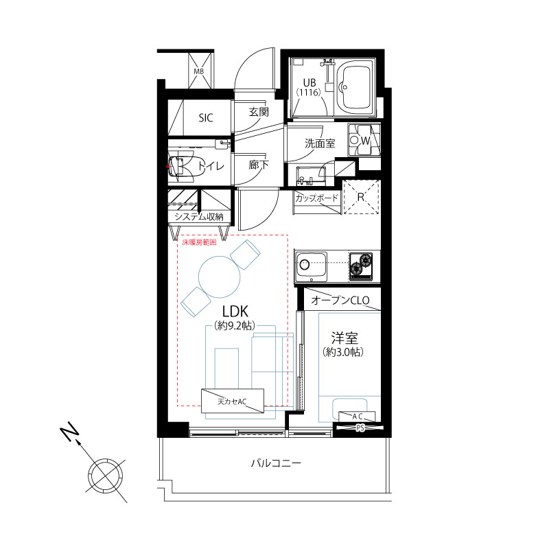 ステーションプラザタワーの間取り|ステーションプラザタワー：バス・トイレ別１ＬＤＫ家具・エアコン付きリノベーション物件は全居室収納が付いた収納豊富なお部屋です！