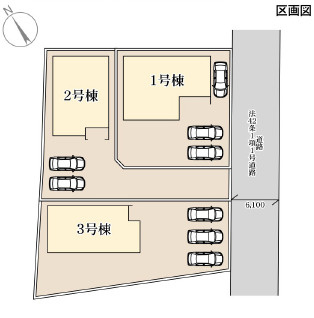 【LiveleGarden】上三川町上三川 第11　全3邸の区画図|〇各邸それぞれ違った間取りプラン♪