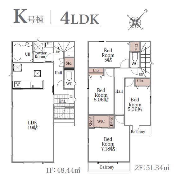 練馬区大泉町1丁目　長期優良住宅　新規分譲全16棟の間取り|K号棟　4LDK+WIC+カースペース　敷地面積 110.67ｍ2　建物面積 99.78ｍ2