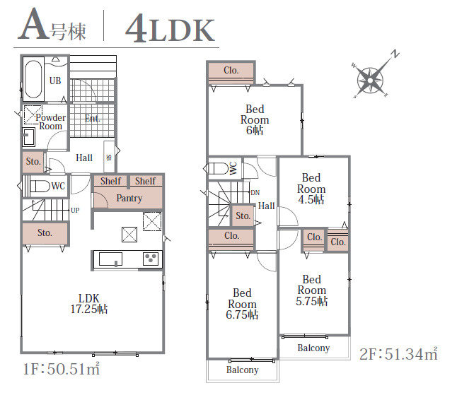 練馬区大泉町1丁目　長期優良住宅　新規分譲全16棟の間取り|A号棟　4LDK+パントリー+カースペース　敷地面積 110.60ｍ2　建物面積 101.85ｍ2