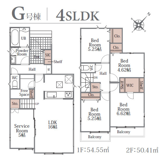 練馬区大泉町1丁目　長期優良住宅　新規分譲全16棟の間取り|G号棟　4LDK+S+SIC+WIC+カースペース　敷地面積 116.59ｍ2　建物面積 104.96ｍ2
