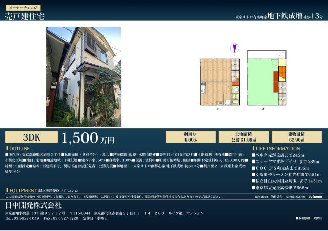 成増駅徒歩圏　2LDK・オーナーチェンジ一戸建てのその他