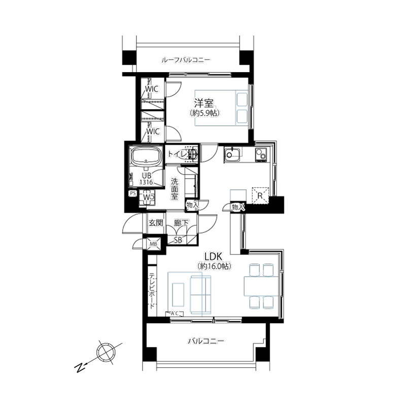 ワールドパレス不動前の間取り|ワールドパレス不動前：最上階・３方向角部屋！バス・トイレ別１ＬＤＫ家具・エアコン付きリノベーション物件は住設備も充実！