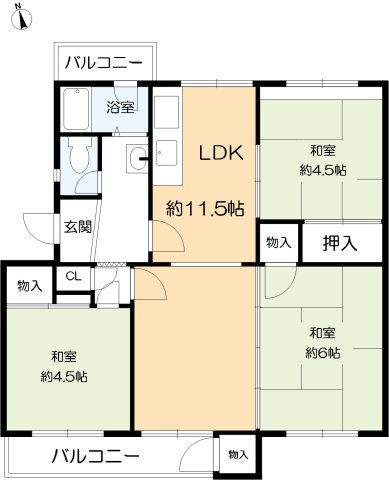 狩口台住宅42号棟の間取り|3LDK