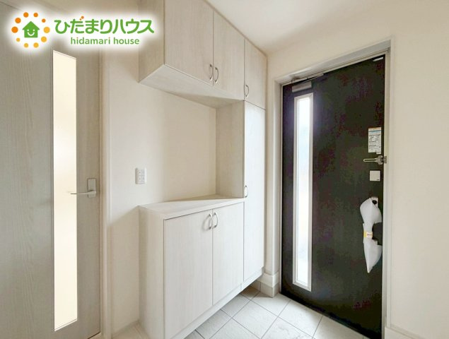 いわき市平赤井2期　新築戸建の玄関|丁度良い靴箱のサイズ♪これだけあれば家族全員の靴がしまえてスッキリ(^O^)