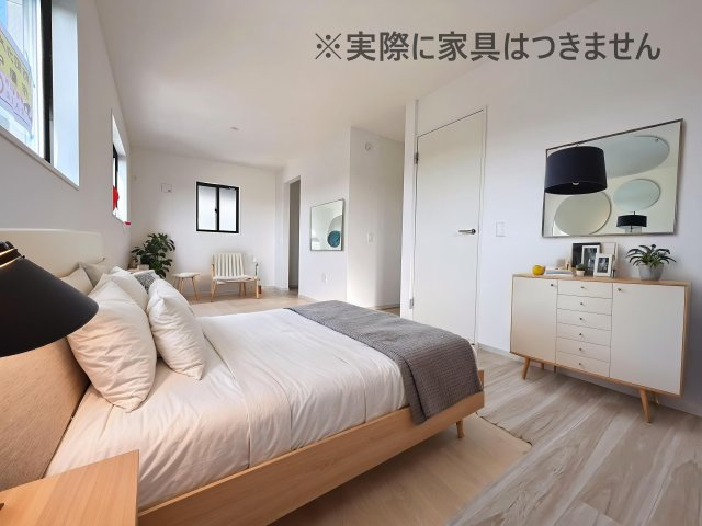 新築戸建・新築建売　郡山市富久山町8期　明健小・明健中の洋室|画像はバーチャルホームステージングの加工による演出で、実際の家具は付きません。