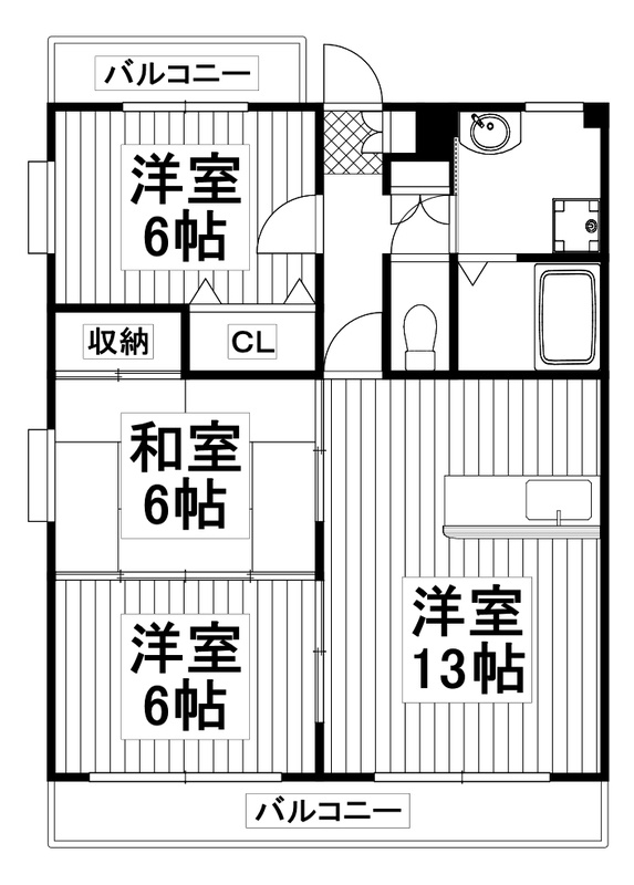 熊本市東区戸島西１丁目の賃貸マンションの間取り