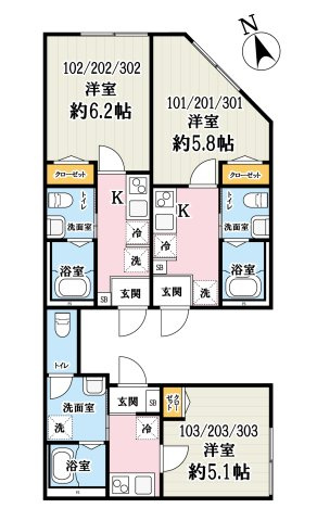 川口市芝富士１丁目のアパートの間取り