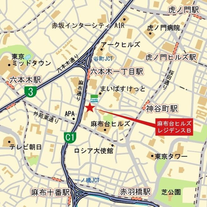 麻布台ヒルズレジデンスＢの地図