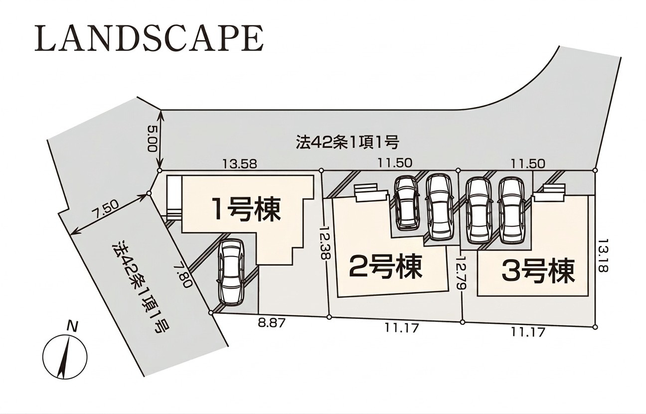 あきる野市雨間全３棟　新築分譲の区画図|１号棟