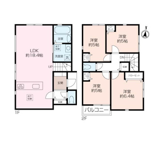 【間取】間取は４LDK。収納豊富な間取で居住空間をゆったり利用いただけます。