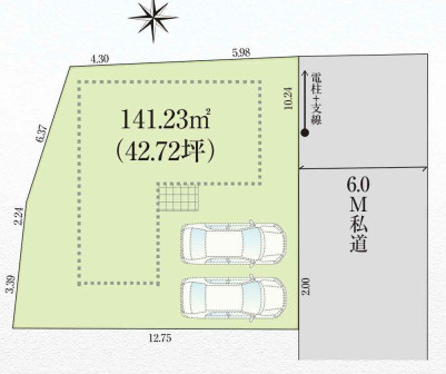狭山市南入曽9期　条件付き売地の土地図＋建物プラン例|参考プラン

土地1,980万円/建物1,650万円/総額3,630万円