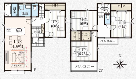 狭山市南入曽9期　条件付き売地の参考プラン|参考プラン

土地1,980万円/建物1,650万円/総額3,630万円