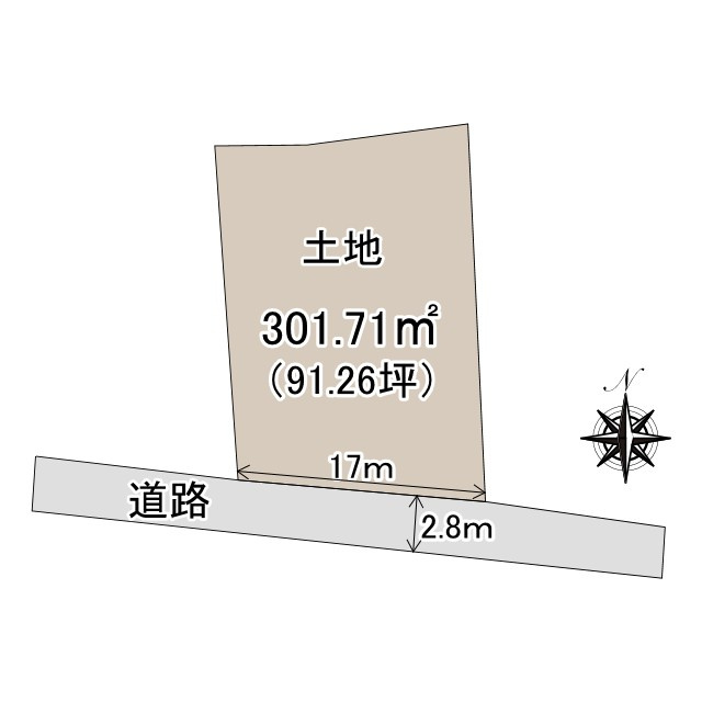 売土地　焼津市田尻の土地図|南側道路で間口が17ｍあるので、陽当りが良く、開放感があります！