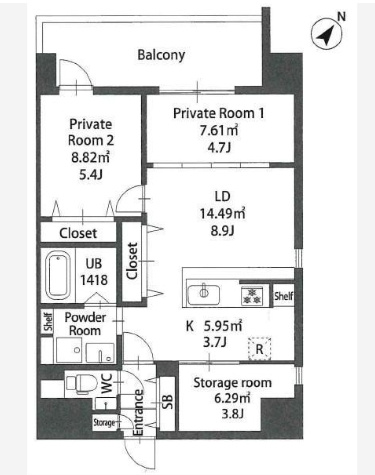 Modern palazzo住吉の間取り|使いやすい間取りです。
